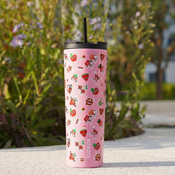 BJPKPK 34oz Skinny Tumbler With lid And Straw Stainless Steel Travel Coffee Mug Insulated Tumblers Cups,Spring Party Brown - Image 6