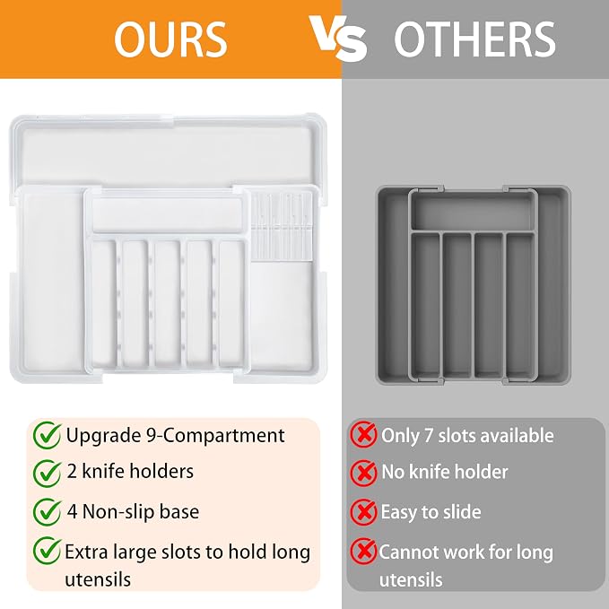 Homecor Silverware Organizer for Kitchen Drawer, Expandable Utensil Drawer - Image 3