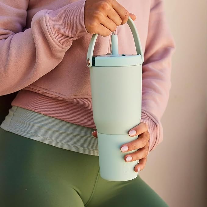 BrüMate Resa 35oz 100% Leakproof Travel Tumbler with Handle & Straw | Flexible SoftSip Straw | Silicone Sleeve for Durability | Stainless Steel | Cup Holder & Travel Friendly Water Bottle (Pineapple) - Image 2