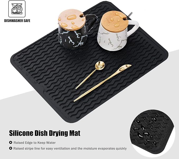 Large 24" x 18" Silicone Dish Drying Mat - Image 3
