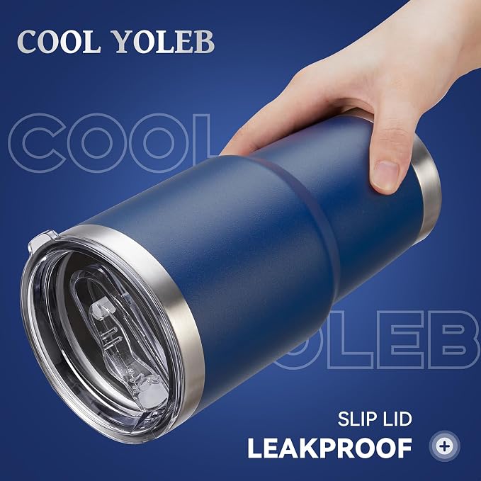 30 oz Tumbler with Lid Stainless Steel Tumblers Bulk Vacuum Insulated Cup Reusable Powder Coated Travel Mug Double Wall Leak Proof Cups Keep Cold Drinks for 12 Hours Navy, Set of 4 - Image 2