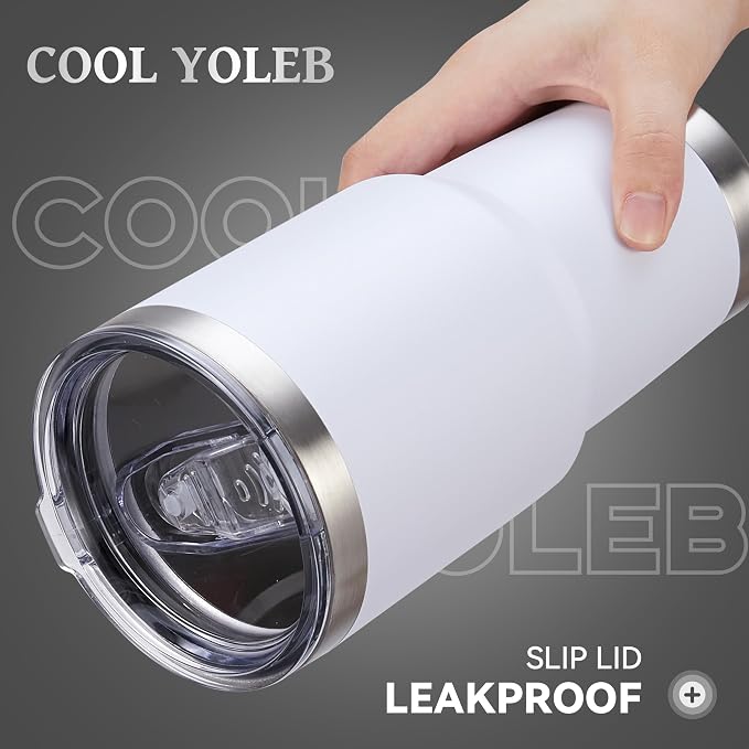 30 oz Tumbler with Lid Stainless Steel Tumblers Bulk Vacuum Insulated Cup Reusable Powder Coated Travel Mug Double Wall Leak Proof Cups Keep Cold Drinks for 12 Hours White, Set of 4 - Image 2