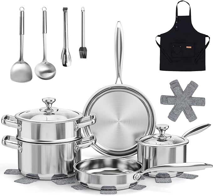 Meythway Pots and Pans Set Non Toxic, Kitchen Induction Cookware by QualityMeetsElegance