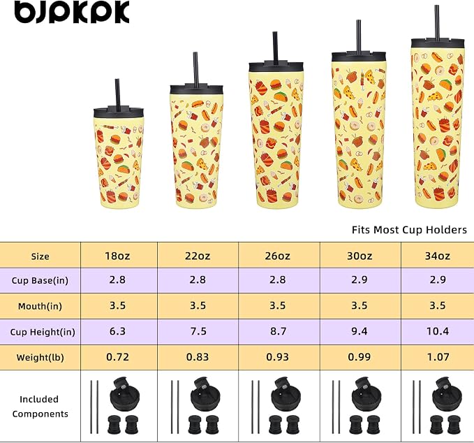 BJPKPK 18oz Tumbler With lid And Straw Stainless Steel Travel Coffee Mug Insulated Tumblers Cups,Yummy - Image 4
