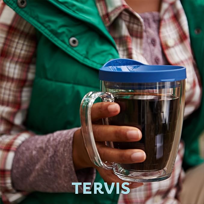 Tervis Clear & Colorful Lidded Made in USA Double Walled Insulated Tumbler Travel Cup Keeps Drinks Cold & Hot, 16oz Mug, Black Lid - Image 7