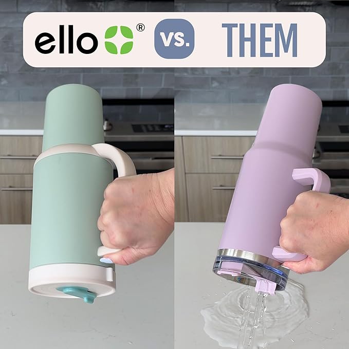 Ello Oasis 30oz Stainless Steel Water Bottle - Beige Gingham - Image 4