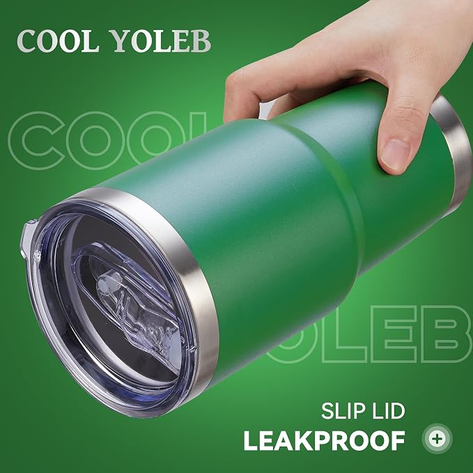 30 oz Tumbler with Lid Stainless Steel Tumblers Bulk Vacuum Insulated Cup Reusable Powder Coated Travel Mug Double Wall Leak Proof Cups Keep Cold Drinks for 12 Hours Dark Green, Set of 8 - Image 2