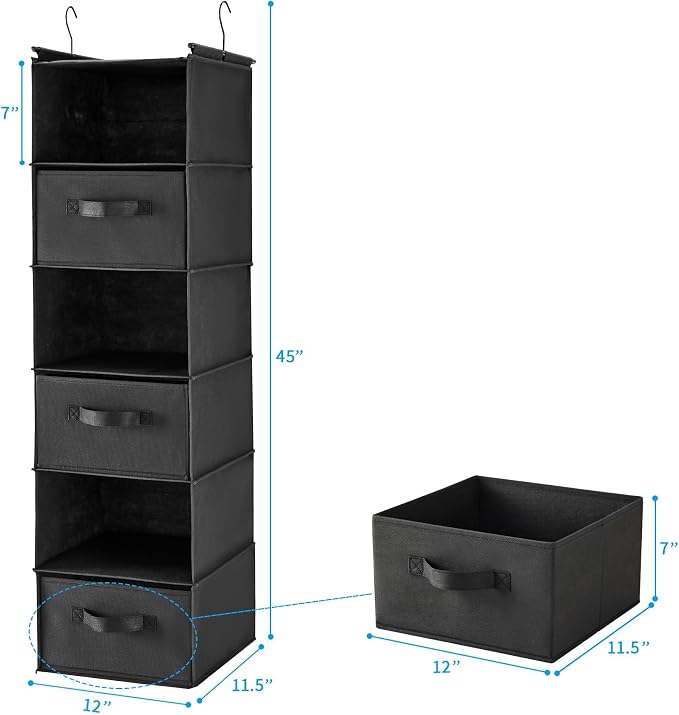 MAX Houser 6 Tier Shelf Hanging Closet Organizer, Closet Hanging Shelf - Image 3
