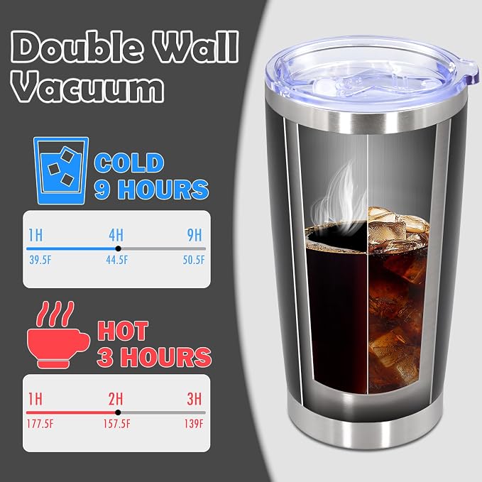 20oz Tumbler Stainless Steel Tumbler Cup with Lid Vacuum Insulated Double Wall Travel Mug, Durable Powder Coated Travel Coffee Tumbler Mug for Hot & Cold Drinks, Black,1 Pack - Image 5