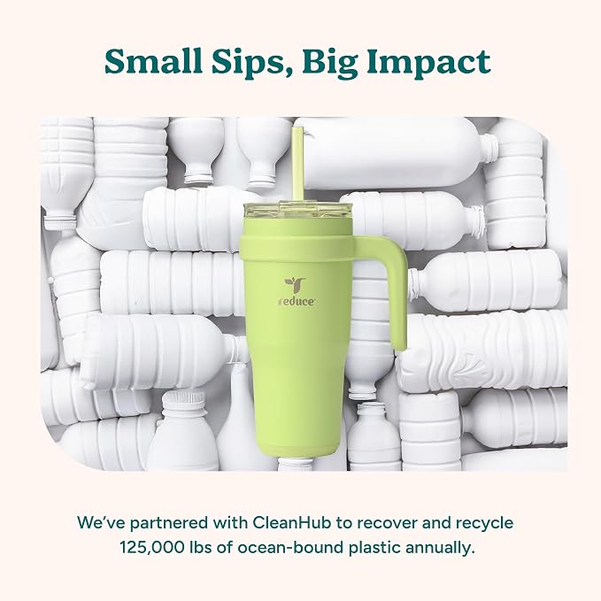 REDUCE 24 oz Tumbler with Handle - Vacuum Insulated Stainless Steel Travel Mug with Sip-It-Your-Way Lid and Straw - Keeps Drinks Cold up to 24 Hours - Sweat Proof, Dishwasher Safe - OG Papaya - Image 8