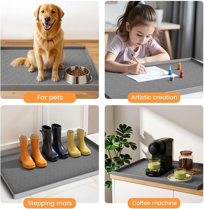 Jin&Bao Waterproof Under Sink Mat 31" x 22", Thick Silicone Mat Cabinet - Image 7
