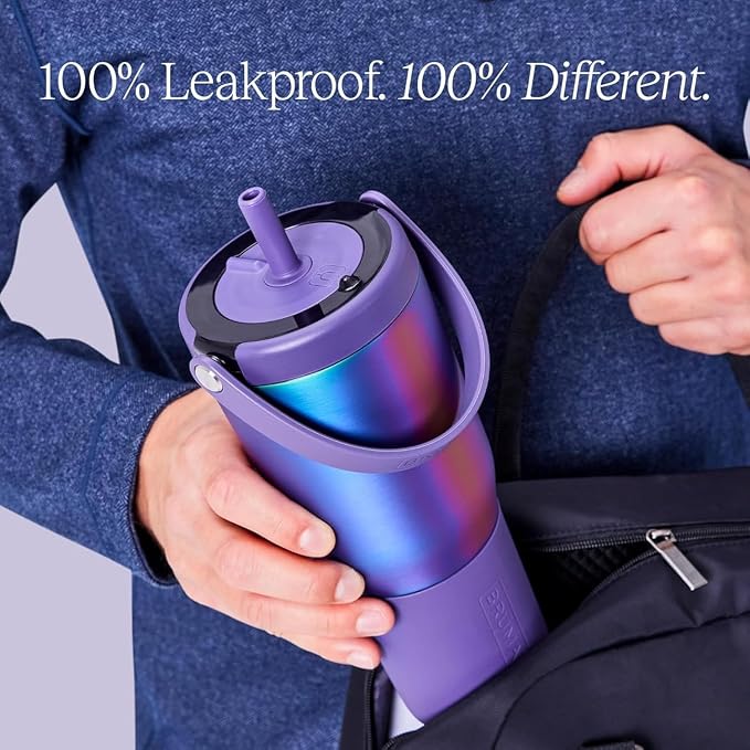 BrüMate Resa 35oz 100% Leakproof Travel Tumbler with Handle & Straw | Flexible SoftSip Straw | Silicone Sleeve for Durability | Stainless Steel | Cup Holder & Travel Friendly Water Bottle (Pineapple) - Image 5