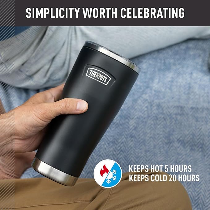 THERMOS ICON SERIES, Stainless Steel Tumbler with Slide Lock, 18 Ounce, Plum - Image 3