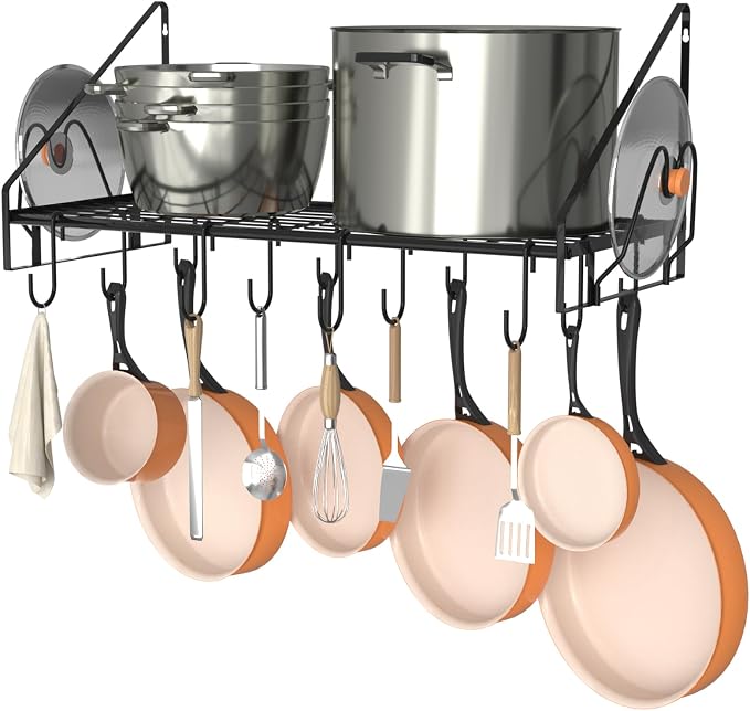 VyGrow 28 Inch Pot Rack Wall Mounted, Pots and Pans Organizer by VyGrow