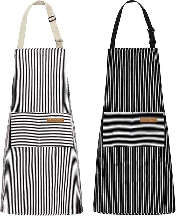 NLUS 2 Pack Kitchen Cooking Aprons, Adjustable Bib Soft Chef Apron by NLUS