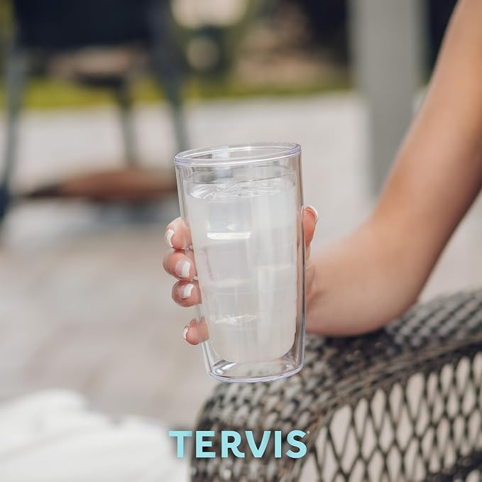 Tervis Clear & Colorful Lidded Made in USA Double Walled Insulated Tumbler Travel Cup Keeps Drinks Cold & Hot, 16oz, Clear Lid - Image 8