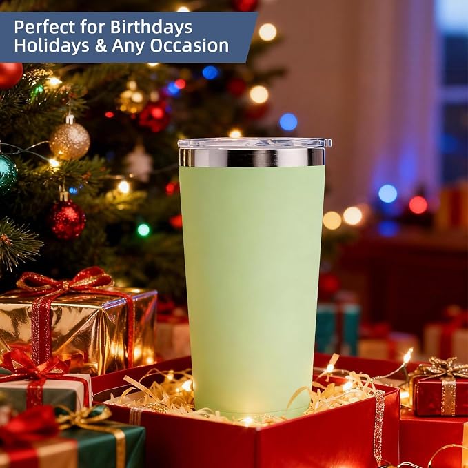 GGQ 20oz Travel Coffee Tumbler Food-Grade 304 Stainless Steel Vacuum Insulated Double Wall Leak-Proof Lid Reusable Straw Hot and Cold Drinks Cup Holder Friendly (Mint Green) - Image 7