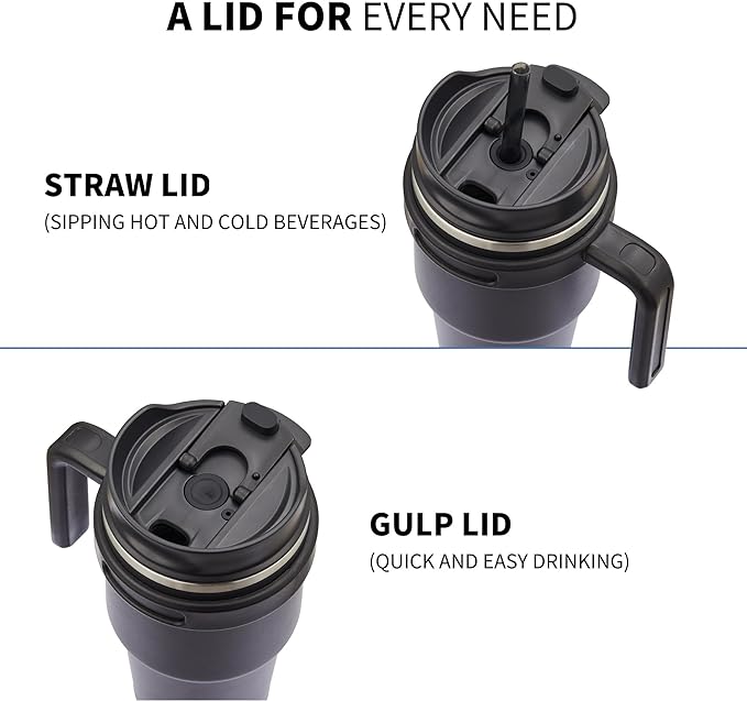 ALOUFEA 20 oz Insulated Coffee Mug Tumbler with Handle, Stainless Steel Travel Mug Tumbler with Lid and Straw,Double Wall Vacuum Leak Proof Ice Coffee Thermal Cup, Lavender - Image 3
