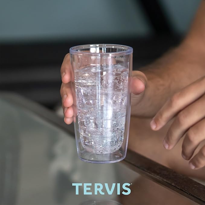 Tervis Clear & Colorful Lidded Made in USA Double Walled Insulated Tumbler Travel Cup Keeps Drinks Cold & Hot, 16oz, Brown Lid - Image 6