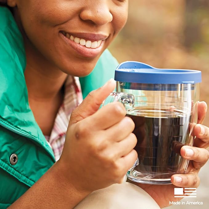 Tervis Clear & Colorful Lidded Made in USA Double Walled Insulated Tumbler Travel Cup Keeps Drinks Cold & Hot, 16oz Mug, Black Lid - Image 11