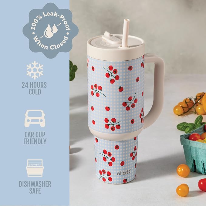 Ello Oasis 40oz Stainless Steel Tumbler - Picnic On The Vine - Image 5
