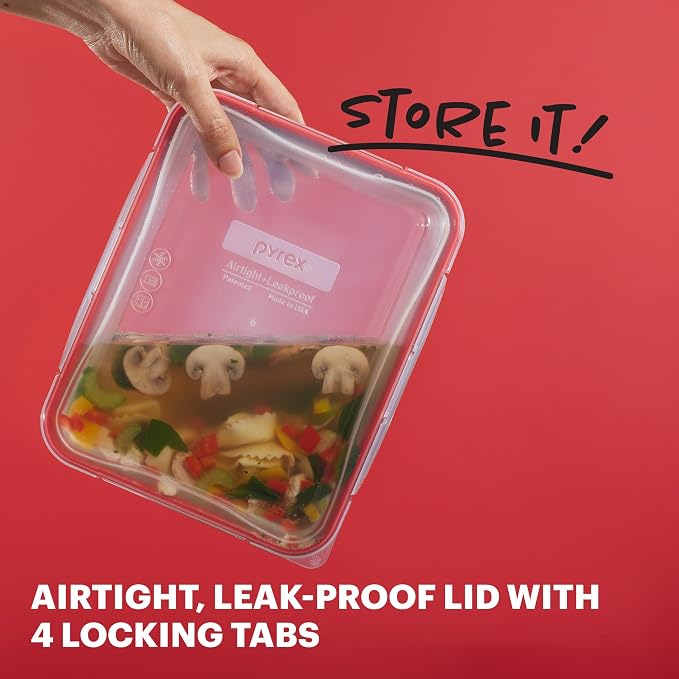 Pyrex Freshlock Mixed Sized Glass Food Storage Containers Set, Airtight & - Image 4