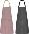 NLUS 2 Pack Kitchen Cooking Aprons, Adjustable Bib Soft Chef Apron by NLUS