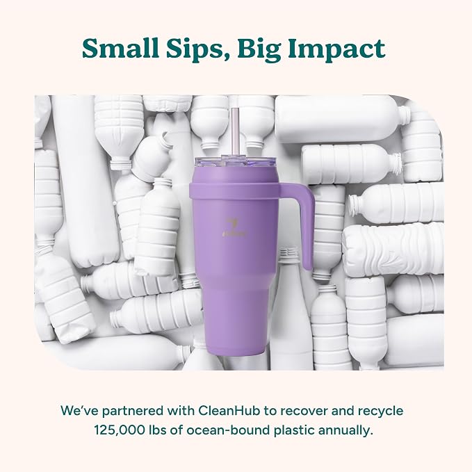 Reduce 40 oz Stainless Steel Tumbler with Handle - Dual-Wall Vacuum Insulated Travel Mug, Sweat-Proof Lid & Reusable Straw - Keeps Drinks Cold for 24 Hrs, Fits Cupholders, Dishwasher Safe -Pina Colada - Image 9
