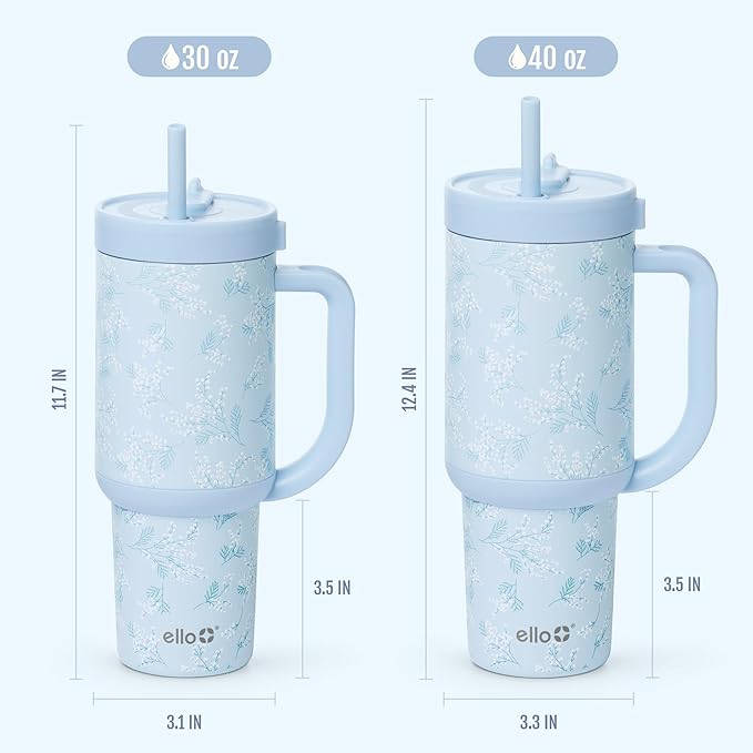 Ello Oasis 30 oz Tumbler with Handle & Retracting Straw | Reusable Insulated Stainless Steel Cup 100% Leakproof, Gifts for Teens Women Men | Keeps cold for 24 Hours, Cup Holder Friendly, Sweet Alyssum - Image 8