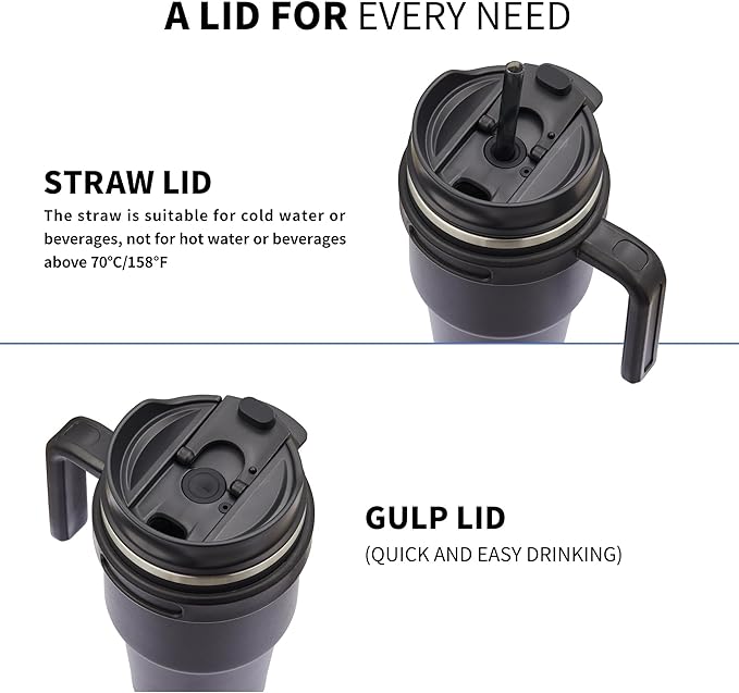 ALOUFEA 20 oz Insulated Coffee Mug Tumbler with Handle, Stainless Steel Travel Mug Tumbler with Lid and Straw,Double Wall Vacuum Leak Proof Ice Coffee Thermal Cup, Rose Gold - Image 3