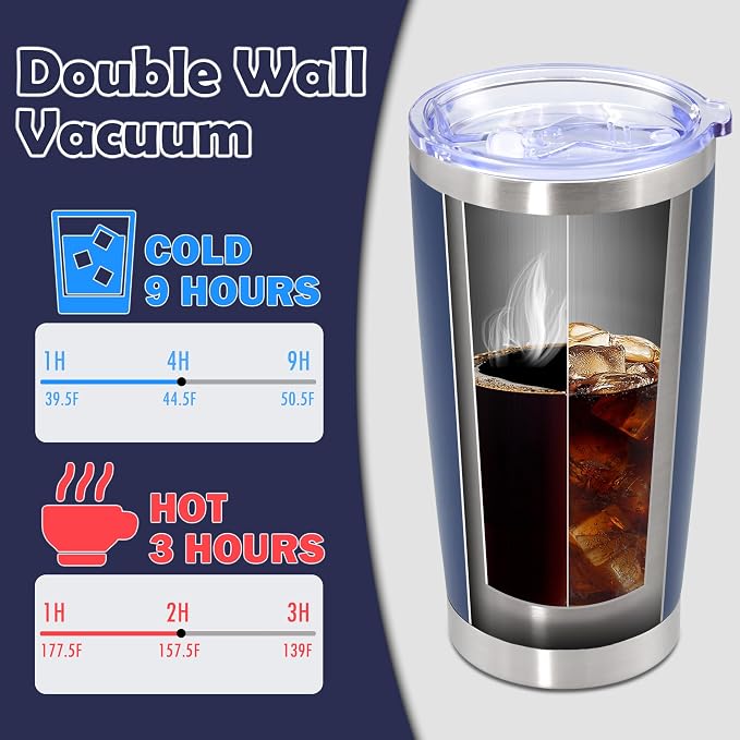 20oz Tumbler Stainless Steel Tumbler Cup with Lid Vacuum Insulated Double Wall Travel Mug, Durable Powder Coated Travel Coffee Tumbler Mug for Hot & Cold Drinks, Navy,1 Pack - Image 5