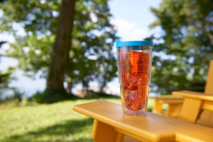 Tervis Clear & Colorful Lidded Made in USA Double Walled Insulated Tumbler Travel Cup Keeps Drinks Cold & Hot, 24oz, Brown Lid - Image 2