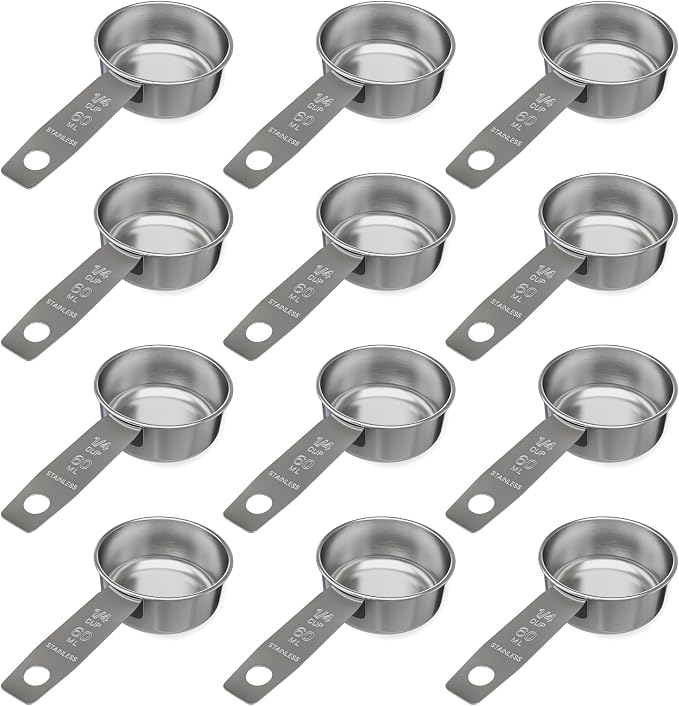 1/4 Cup Stainless Steel Measuring Cup | Sturdy Metal 60 ml | 60 cc | 2 oz | by Knupp+Co.