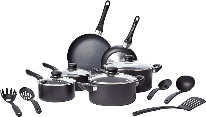 Amazon Basics Non-Stick Kitchen Cookware 15-Piece Set by AmazonBasics