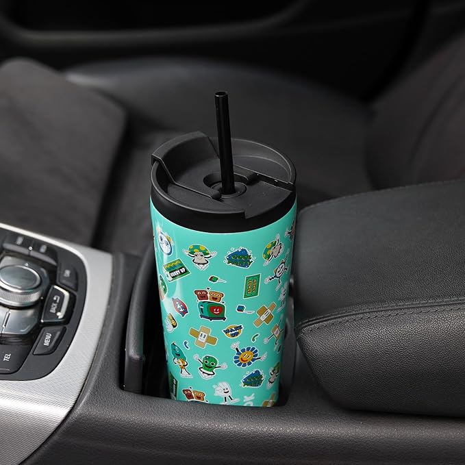 BJPKPK 22oz Insulated Tumbler With lid And Straw Stainless Steel Tumblers Travel Coffee Mug Reusable Thermal Cup,Playground - Image 6