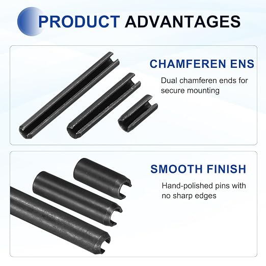 MECCANIXITY 120Pcs Slotted Split Roll Pins 1/5 Inch Dia. 6/25 Inch Length 65Mn - Image 3