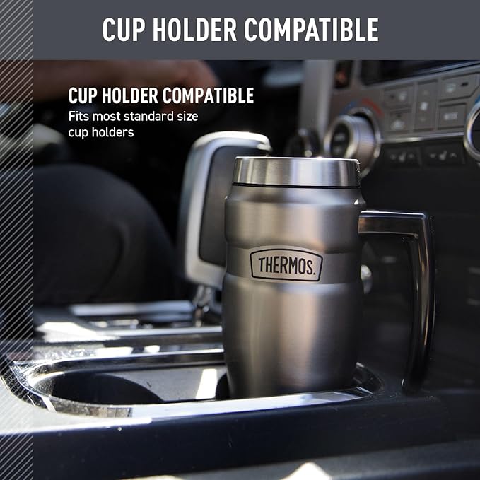 THERMOS Stainless King Vacuum-Insulated Travel Mug with Handle - 16oz, Midnight Blue - Thermos Tumbler for Hot & Cold Drinks - Leak & Sweat-Proof Stainless Steel Coffee Mug with Lid for Commuting - Image 3