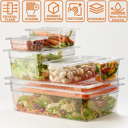 CURTA 6-Pack 1/2 Size 6" Deep NSF Polycarbonate Food Pans | Dishwasher & - Image 6