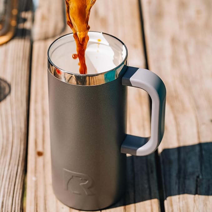 RTIC 16oz Road Trip Travel Mug with Lid and Handle, Ceramic Lined, Insulated, Stainless Steel, Metal, Double Wall Vacuum-Insulation, Portable Coffee, Tea Cup for Hot and Cold Drink, Black - Image 7