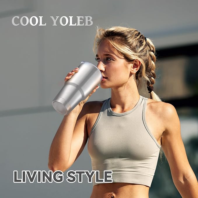 30 oz Tumbler with Lid Stainless Steel Tumblers Vacuum Insulated Cup Reusable Powder Coated Travel Mug Double Wall Leak Proof Portable Cups Keep Cold Drinks for 12 Hours, Stainless, 1 Pack - Image 7