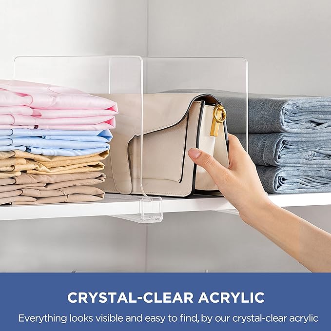 HBlife Clear 12 Inches Tall Acrylic Shelf Dividers - Image 3