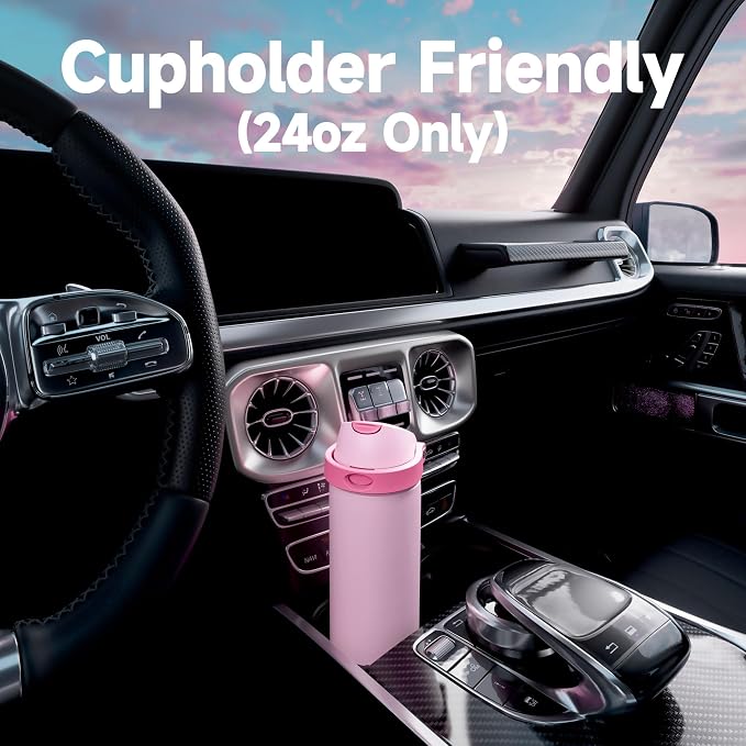 24 oz Insulated Water Bottle for Sports: Meoky Stainless Steel Water Bottle with 2-in-1 Straw and Spout Lid - Leak Proof, Cold for 24 Hours, Fits in Car Cup Holder, BPA-Free for Women Travel, Blush - Image 8