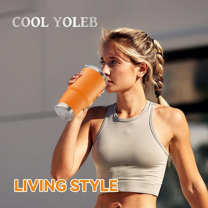 30 oz Tumbler with Lid Stainless Steel Tumblers Bulk Vacuum Insulated Cup Reusable Powder Coated Travel Mug Double Wall Leak Proof Cups Keep Cold Drinks for 12 Hours Orange, Set of 4 - Image 6