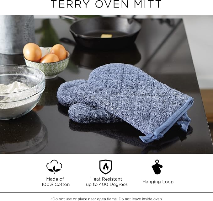 DII Basic Terry Collection 100% Cotton Quilted, Oven Mitt, Stonewash Blue - Image 7