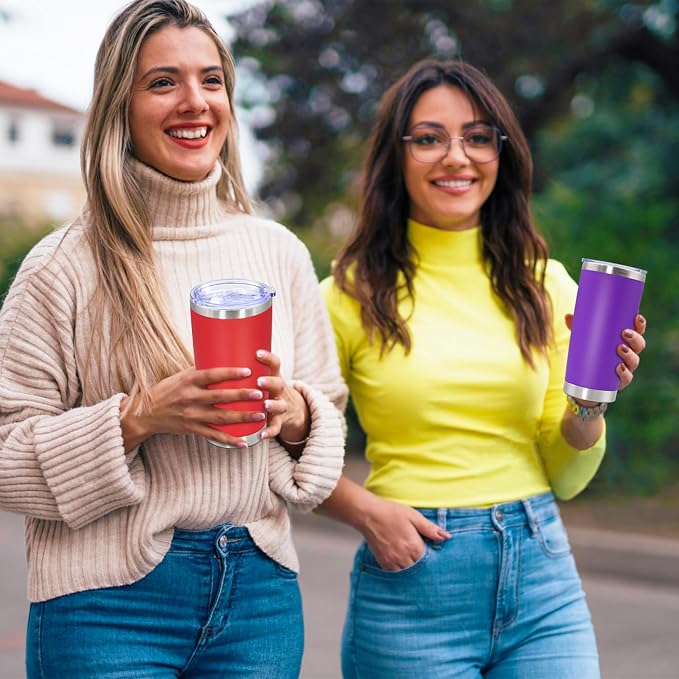 20oz Tumbler Stainless Steel Tumbler Cup with Lid Vacuum Insulated Double Wall Travel Mug, Durable Powder Coated Travel Coffee Tumbler Mug for Hot & Cold Drinks, Red,4 Pack - Image 2