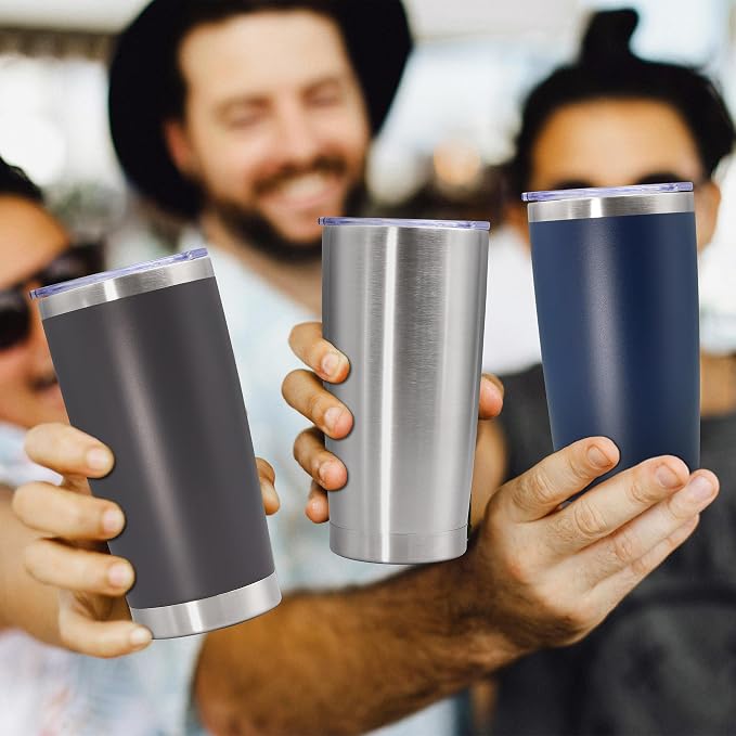 20oz Tumbler Stainless Steel Tumbler Cup with Lid Vacuum Insulated Double Wall Travel Mug, Durable Powder Coated Travel Coffee Tumbler Mug for Hot & Cold Drinks, Navy,1 Pack - Image 8