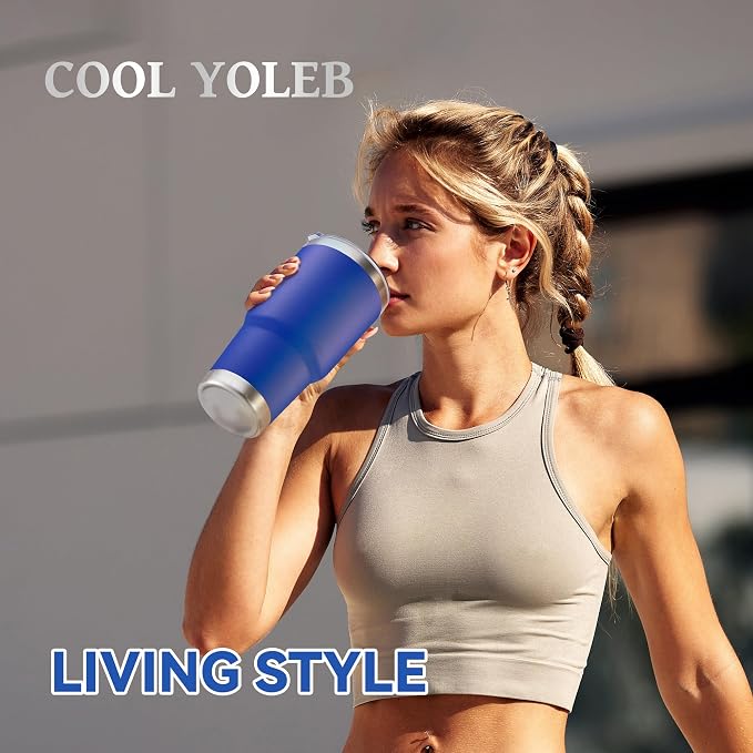 30 oz Tumbler with Lid Stainless Steel Tumblers Bulk Vacuum Insulated Cup Reusable Powder Coated Travel Mug Double Wall Leak Proof Cups Keep Cold Drinks for 12 Hours Blue, Set of 8 - Image 7