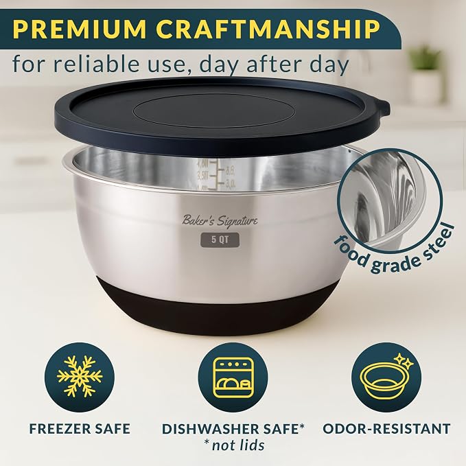 Baker's Signature Stainless Steel Mixing Bowls - Image 4