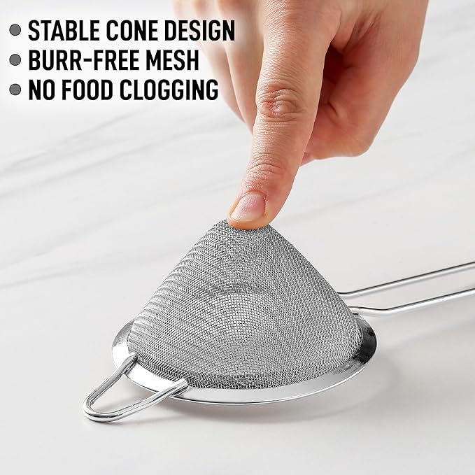 Zulay Kitchen 304 Stainless Steel Fine Mesh Strainer 3.35 in - Image 5