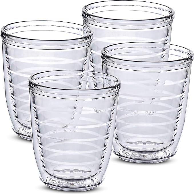 12oz Insulated Tumblers Plastic - Great for Iced Coffee & Hot Drinks, 4 pack Clear Double Wall Insulated Drinking Glasses Cups, BPA-Free, Reusable Cups, Camping, Travel, Kitchen, Party by HomesteadChoice